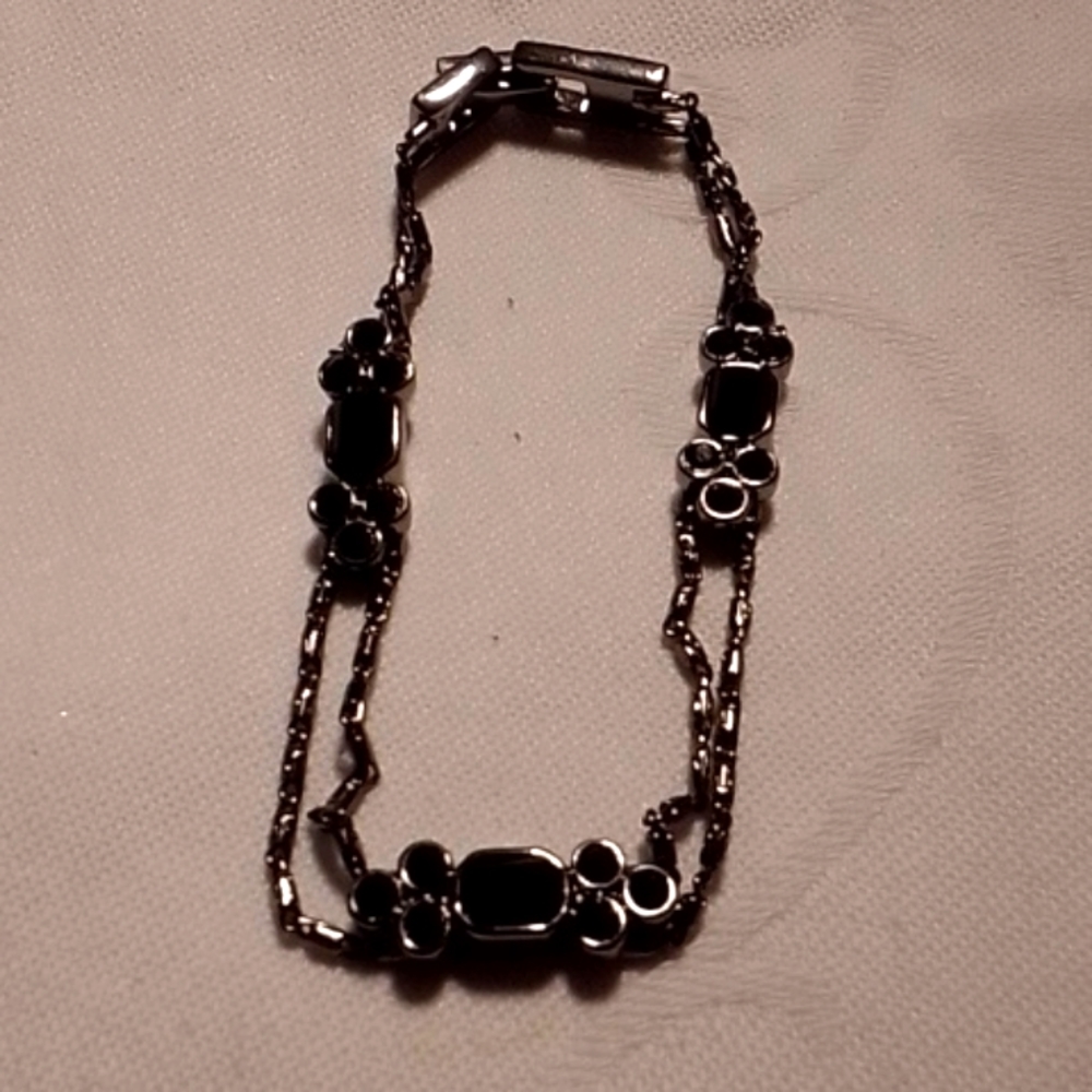 Givenchy Black stones with silver tone embellishments Bracelet